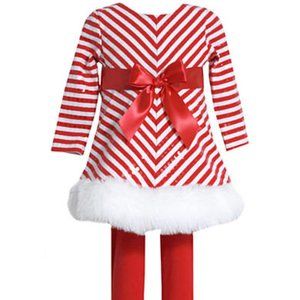 Bonnie Jean baby girl Christmas striped Santa dress & leggings Size 24 M NEW